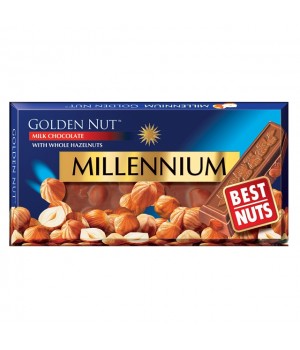 Шоколад молочний Millennium Gold з цілісним горіхом, 100г (482007550622)